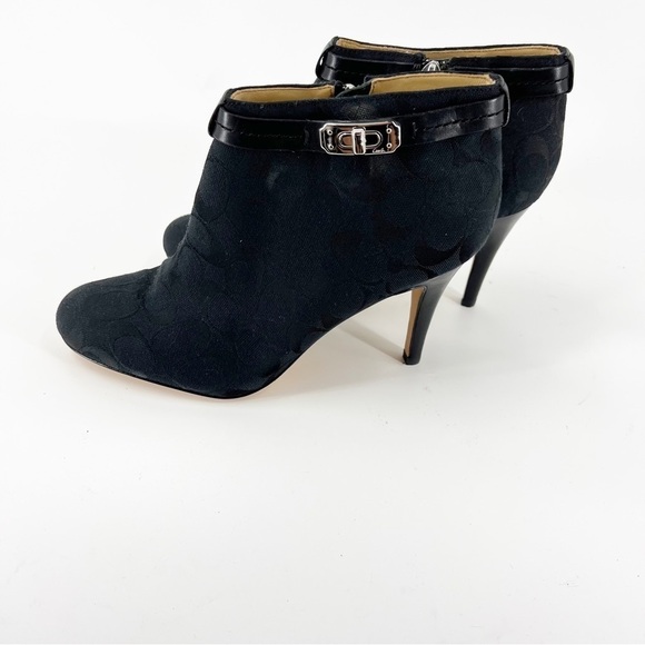 ✅ NWOB COACH Black Jacquard and Leather Delilah Booties SIZE 9.5 - Picture 6 of 11